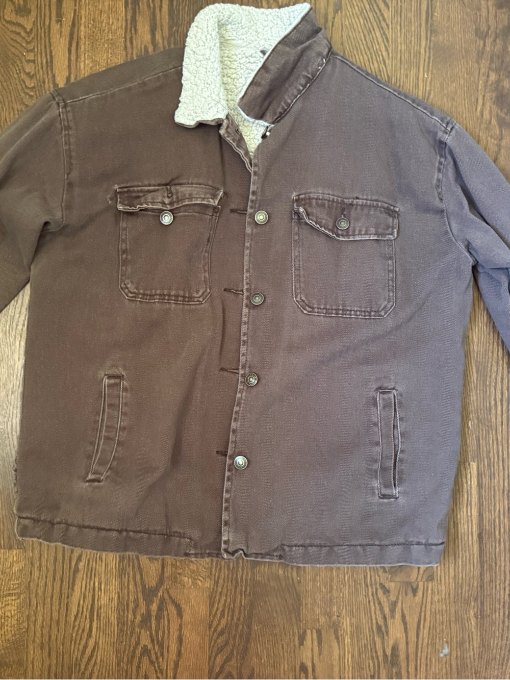 Brown fleece lined cargo jacket